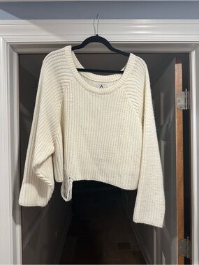 UNIF Cream Ribbed Scoop Neck Sweater